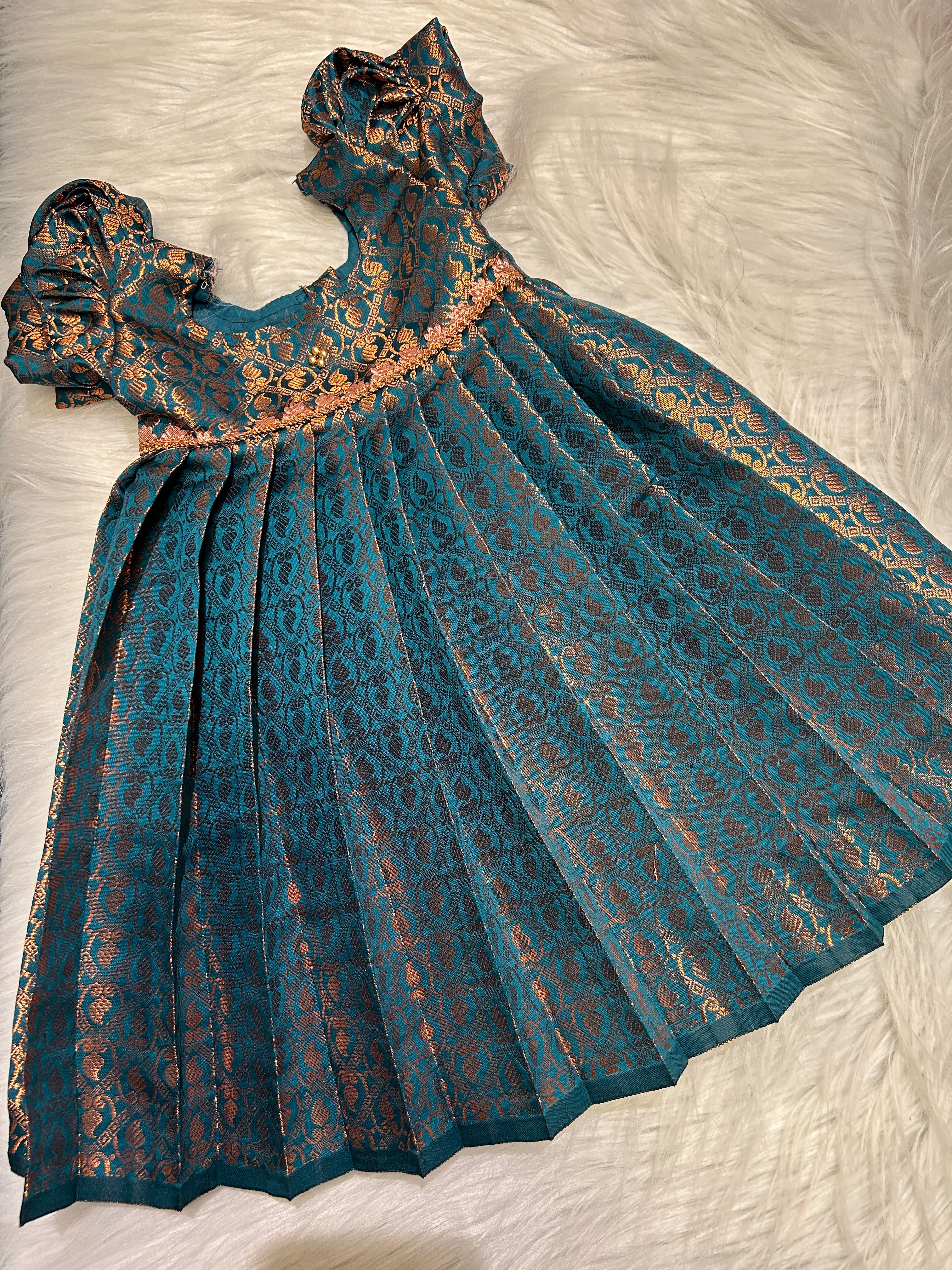 (SB365-A)Rama Green Budget Banarasi Silk gown