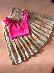 (SB690) Floral Dream - Banarasi Aari velvet lehenga set