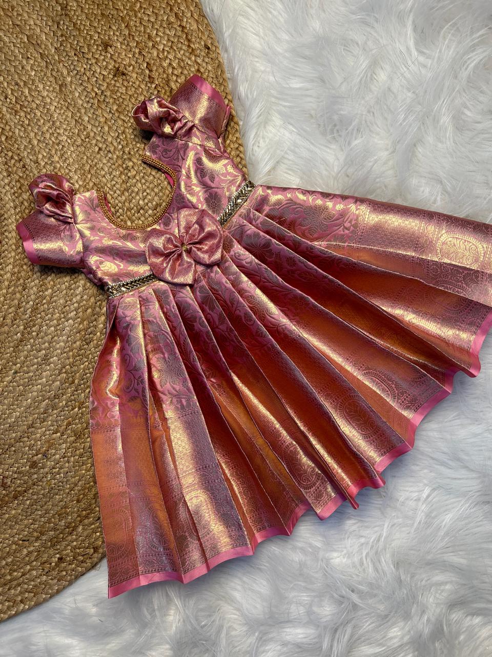 (SB289)Athirai - Baby Pastel Pink Silk Gown