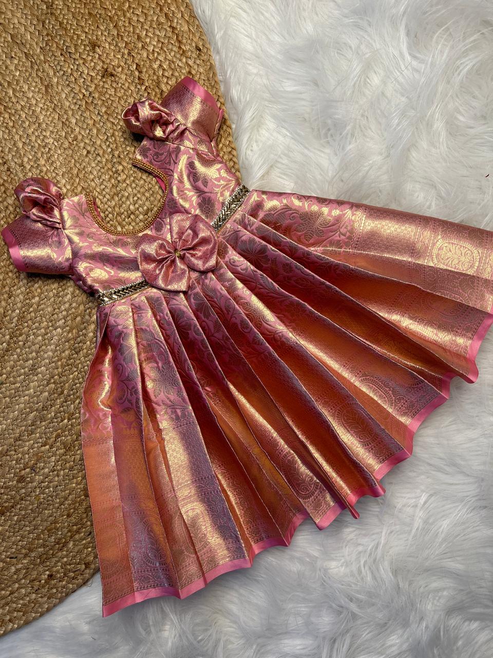 (SB289)Athirai - Baby Pastel Pink Silk Gown