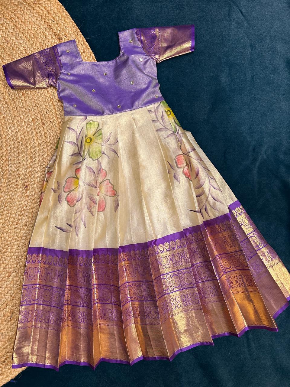 (SB311)Flowers Silk Gown Purple