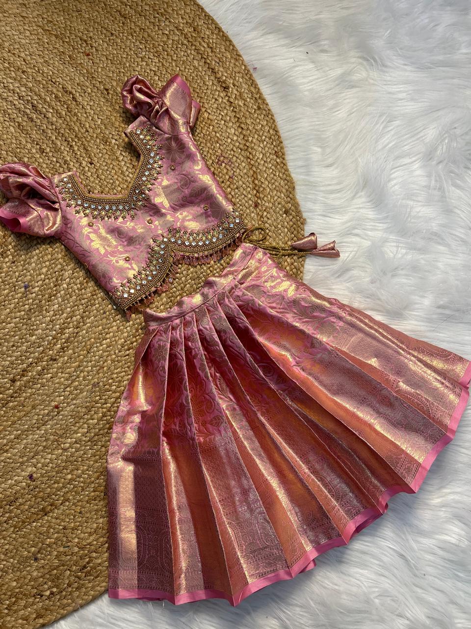 (SB295)Pink Athirai Aari Pavadai Sattai