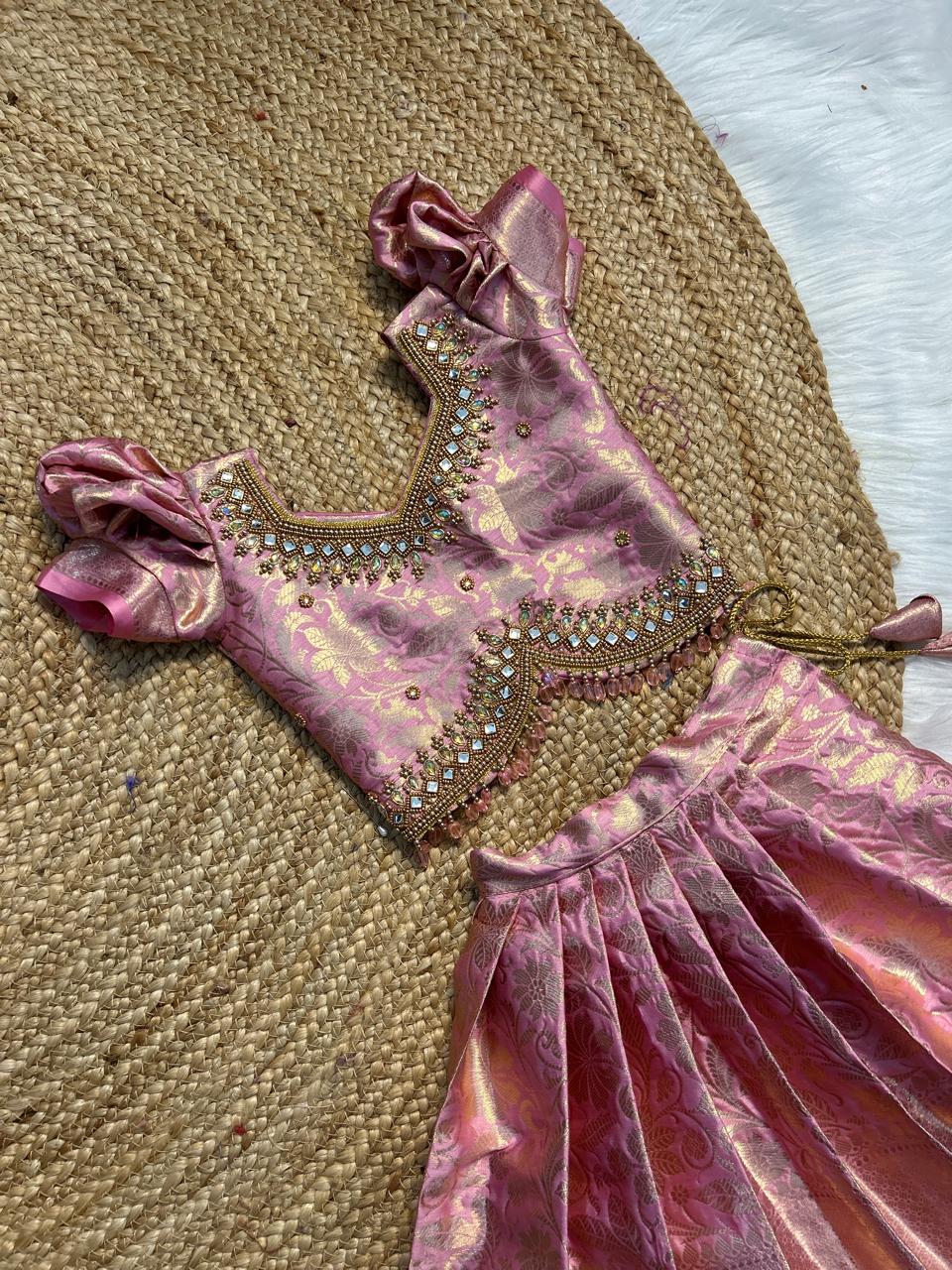 (SB295)Pink Athirai Aari Pavadai Sattai