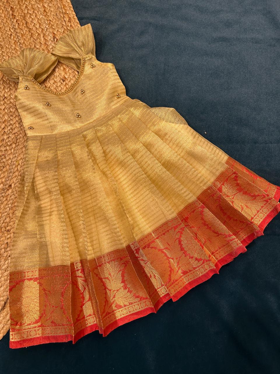 (SB314)Budget Golden with Pink Silk Gown