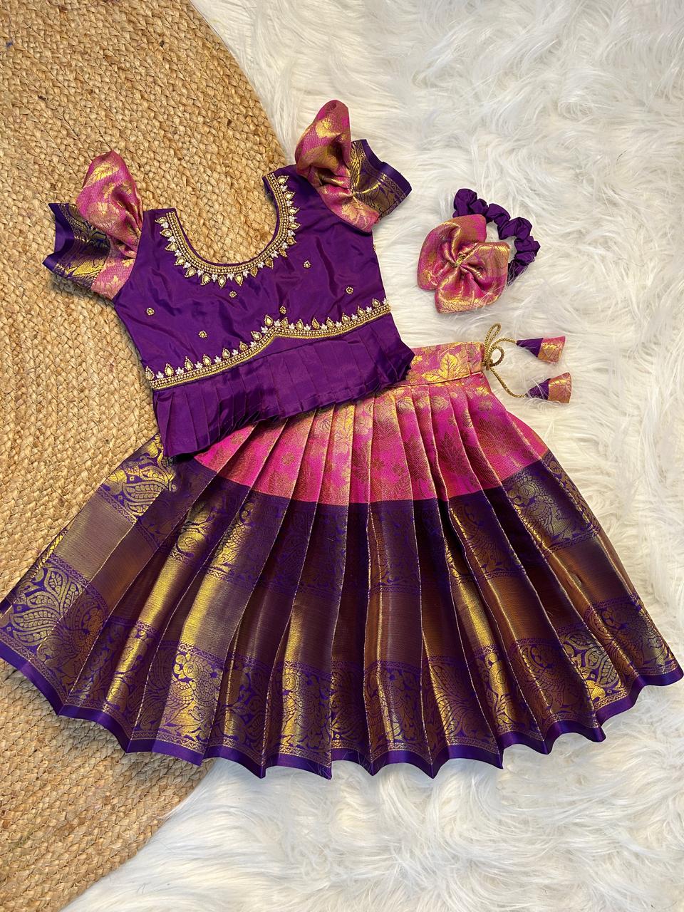(SB270)Pink Dolphin Kanchipuram Silk