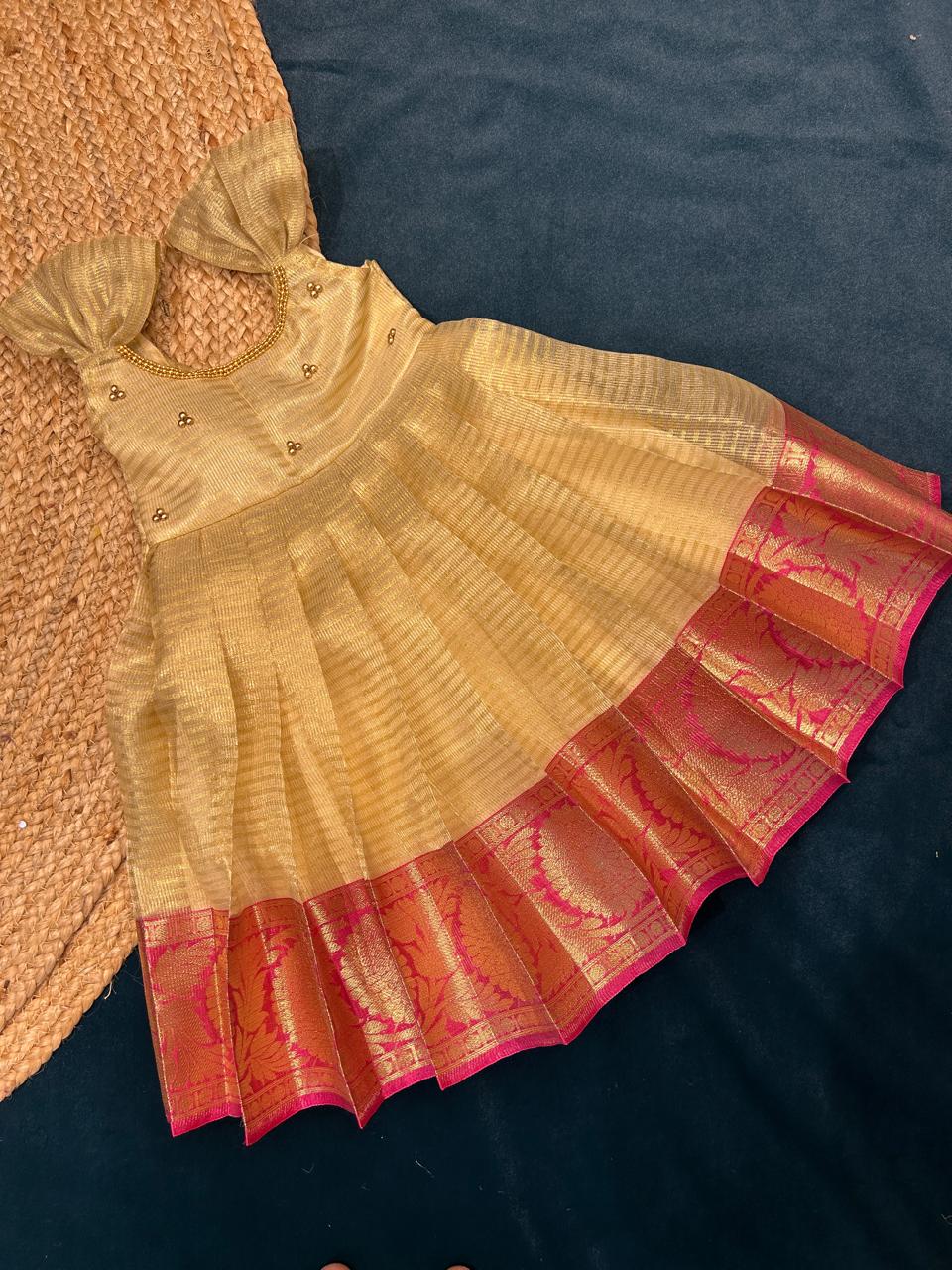(SB314)Budget Golden with Pink Silk Gown