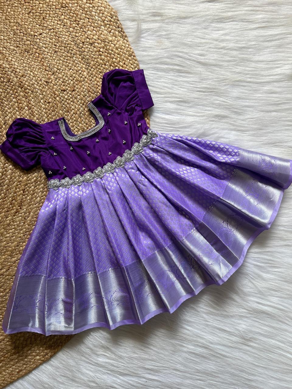 (SB123)Lavender with Purple Kanchi Silk Gown