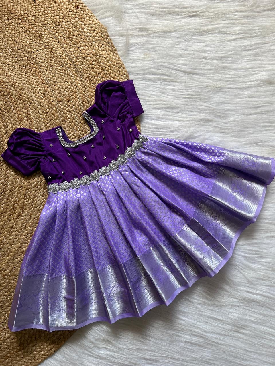 (SB123)Lavender with Purple Kanchi Silk Gown