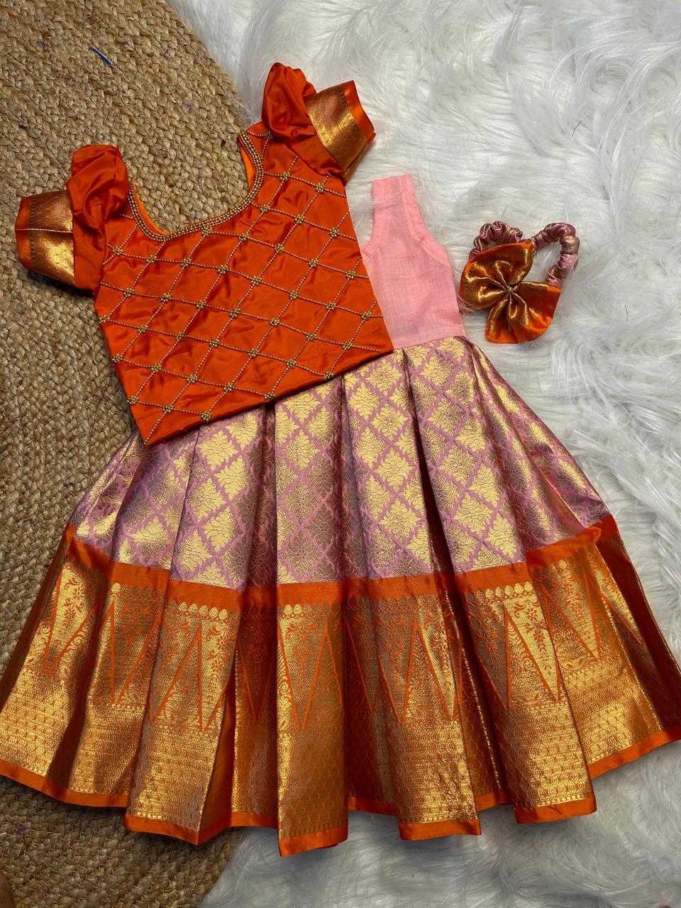 (SB288)Senthuram Semi Silk Lehenga with Petticoat