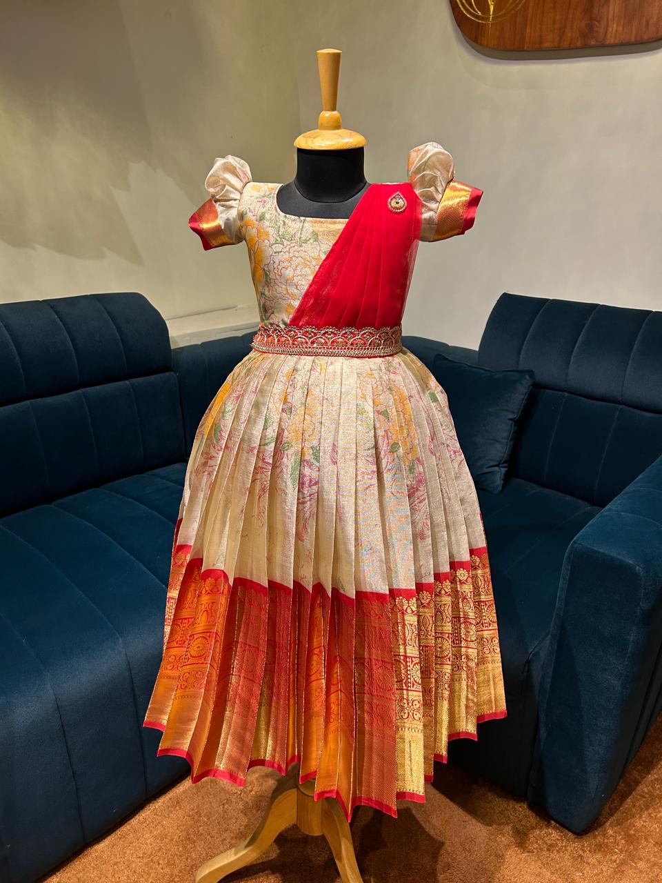(SB370)Savitri - Red Silk Gown