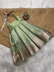 (SB363)Antique Pastel Green Silk Gown