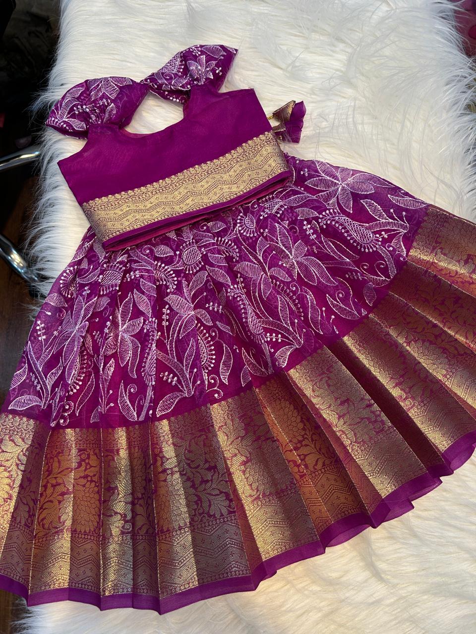 (SB379)Vadamalli Full Embroidery Pavadai Sattai