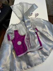 (SB085)Silver Tissue Pavadai Sattai