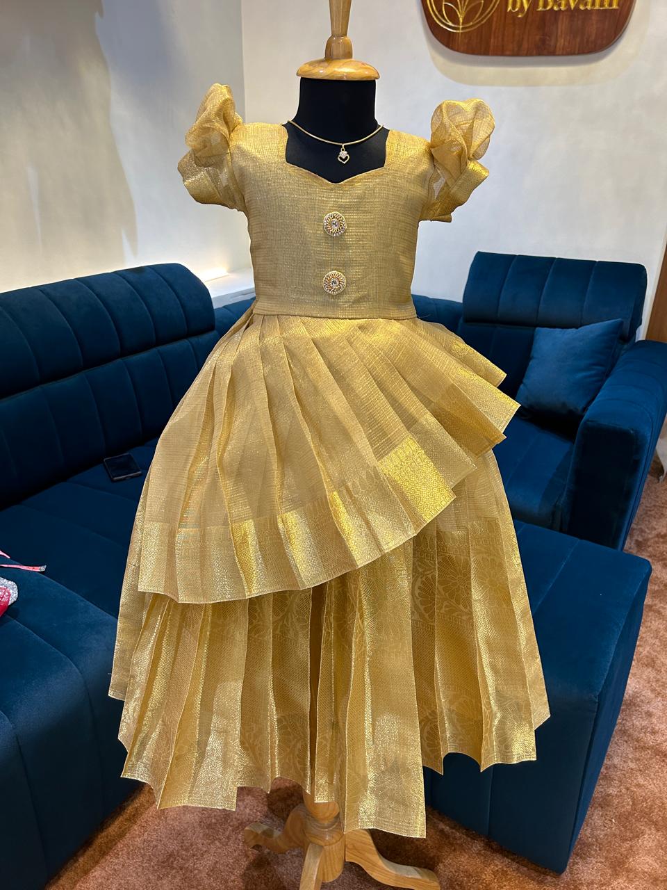 (SB305)Golden Double Frill Criss Cross Pattern