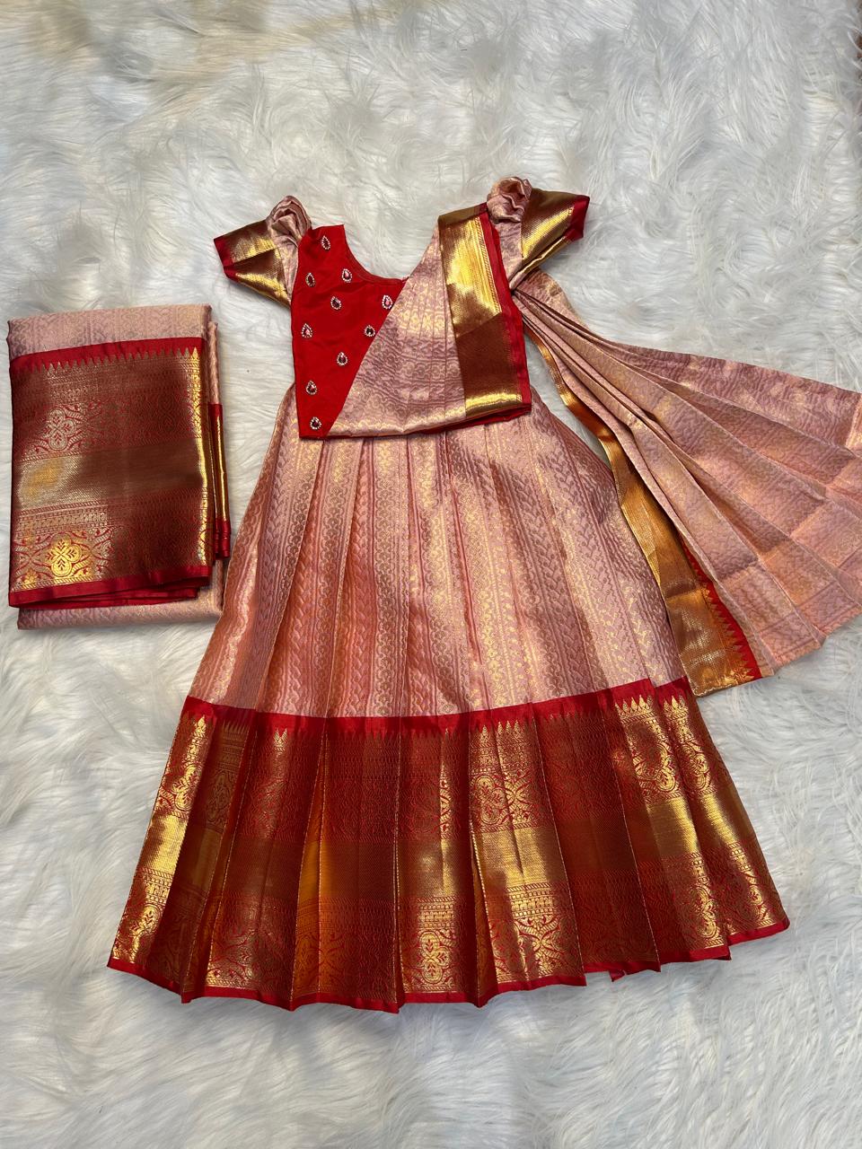 (SB307)Lakshmi in Pavadai sattai with attached Shawl Pattern