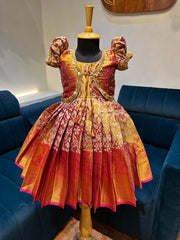 (SB338)Akshaya - Dark Pink Overcoat Silk Gown