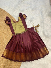(SB381)Monica - Chocolate Brown Paithani Pavadai Sattai