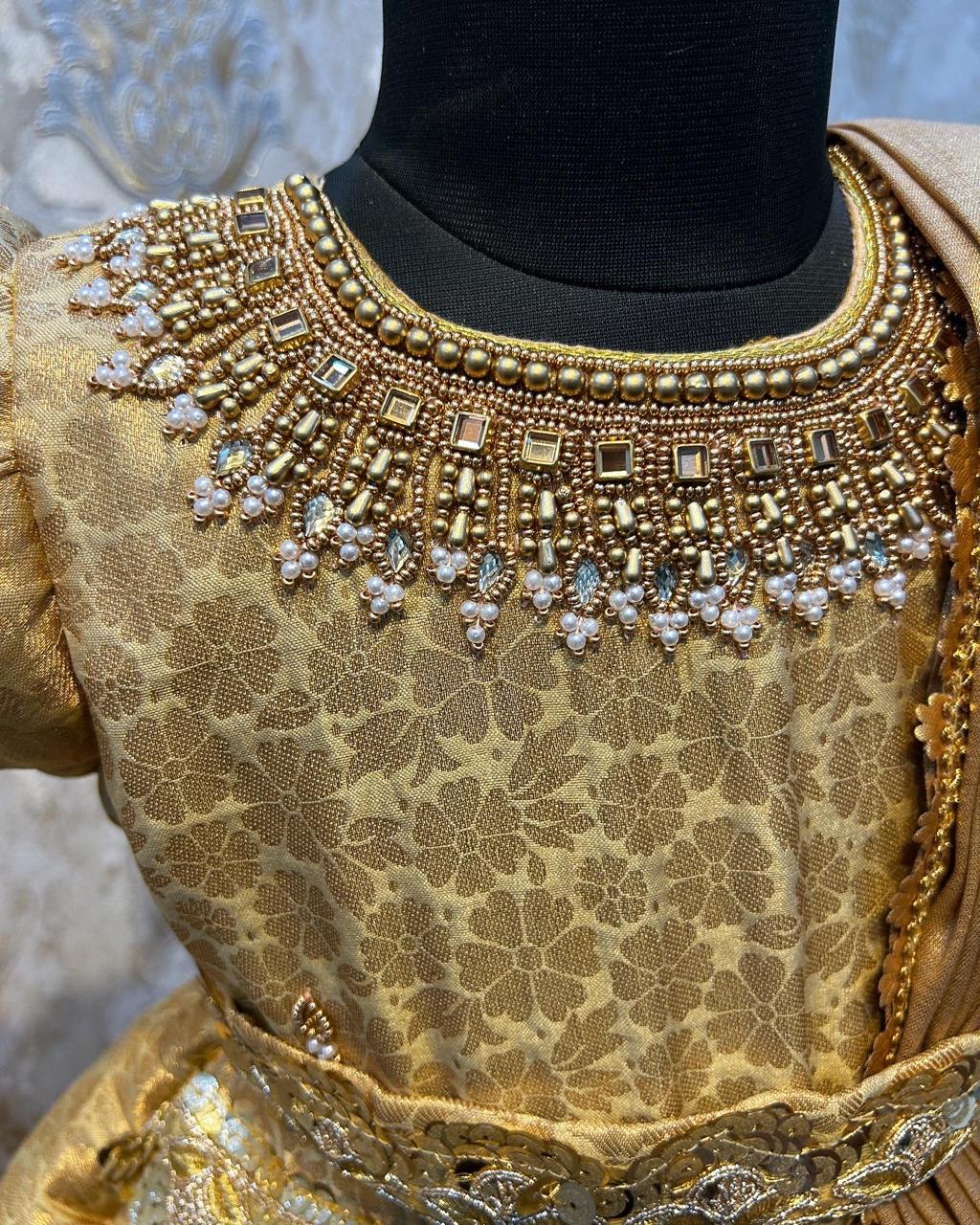 (SB072)Golden Malar Banarasi aari Silk Gown Premium Wear