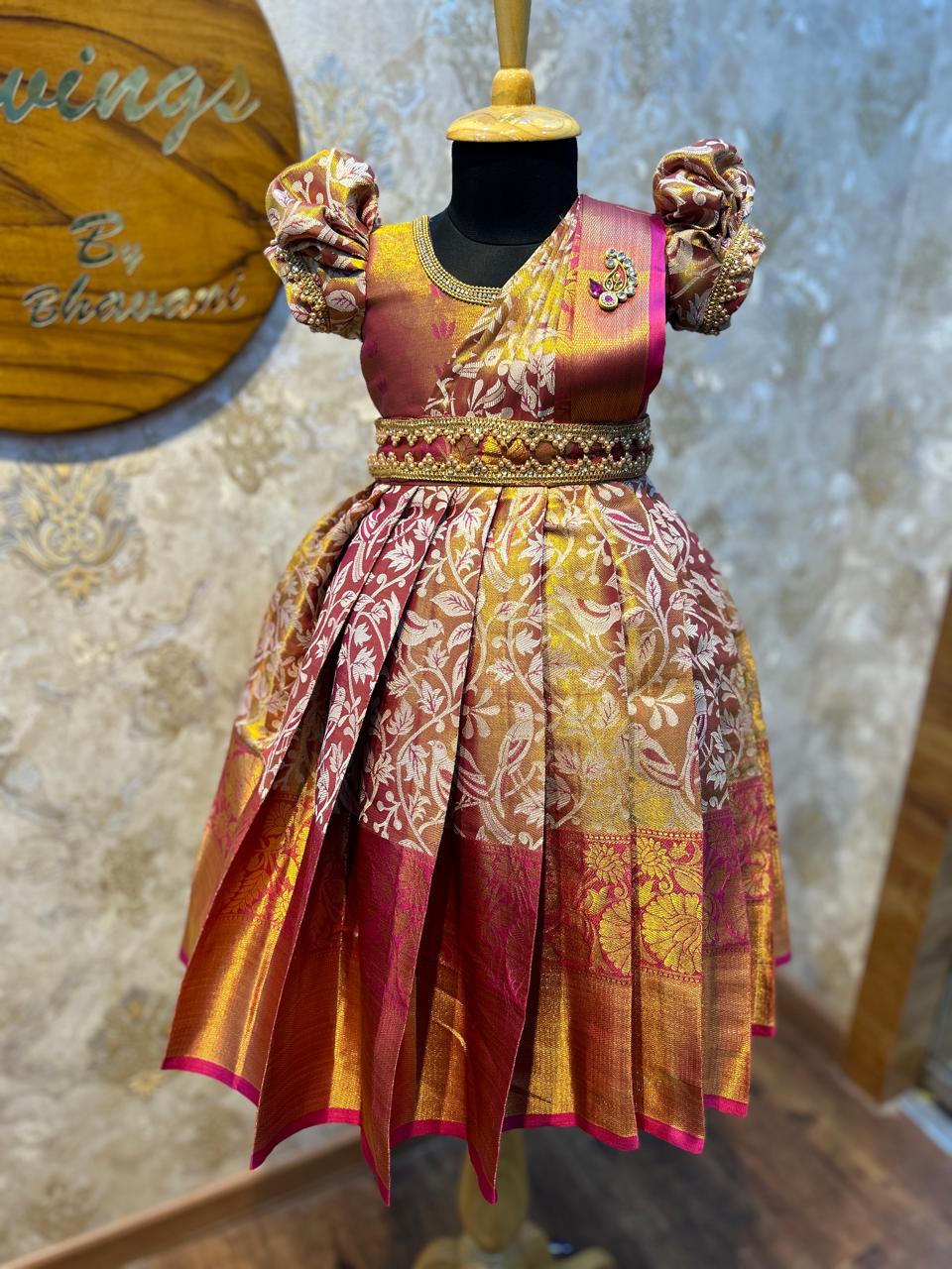 (SB166)Kanchipuram Silk Gown Raajnayak Pink Collection