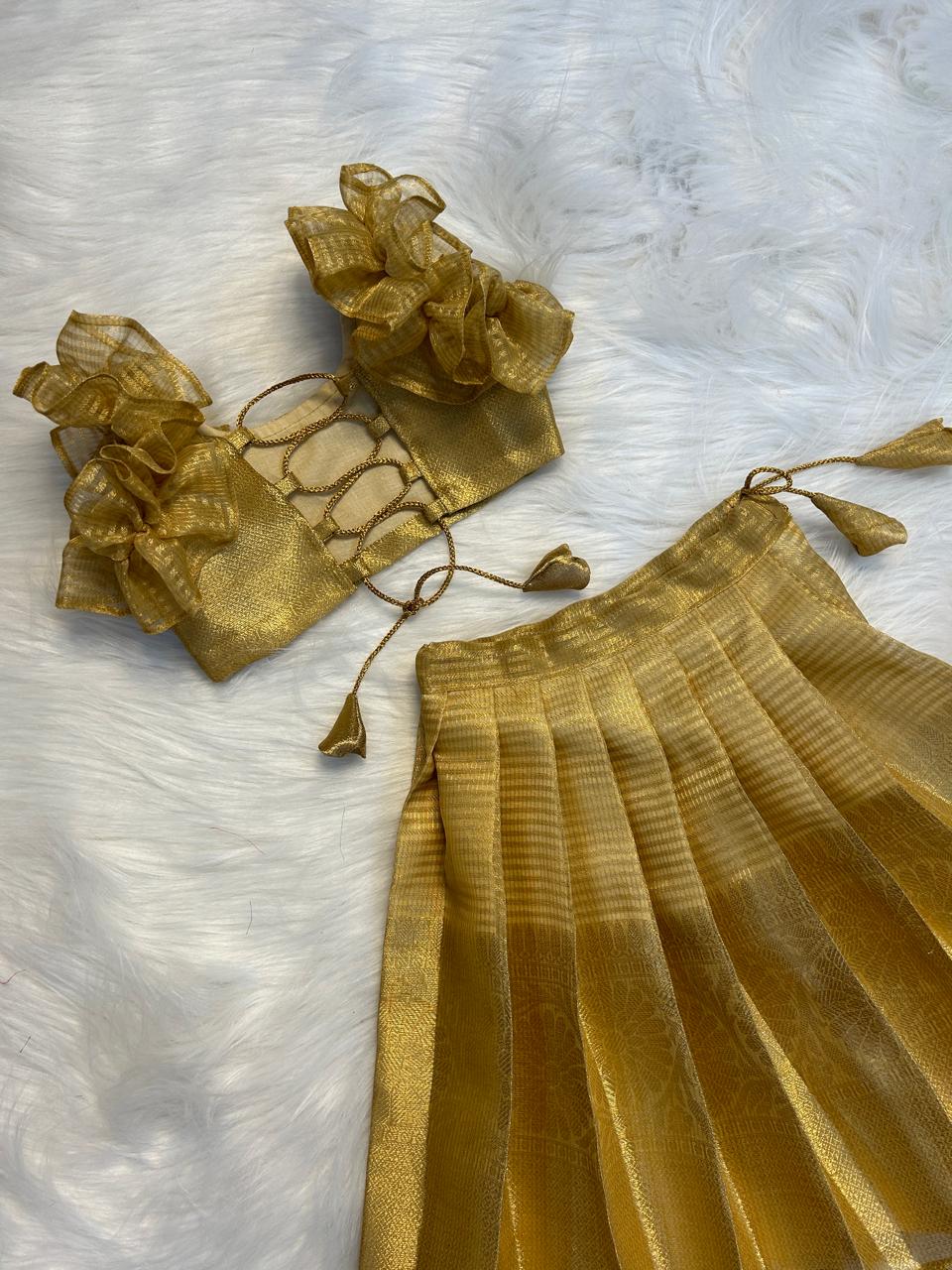 (SB204)Nakshtra Golden Ruffle Pavadai Sattai