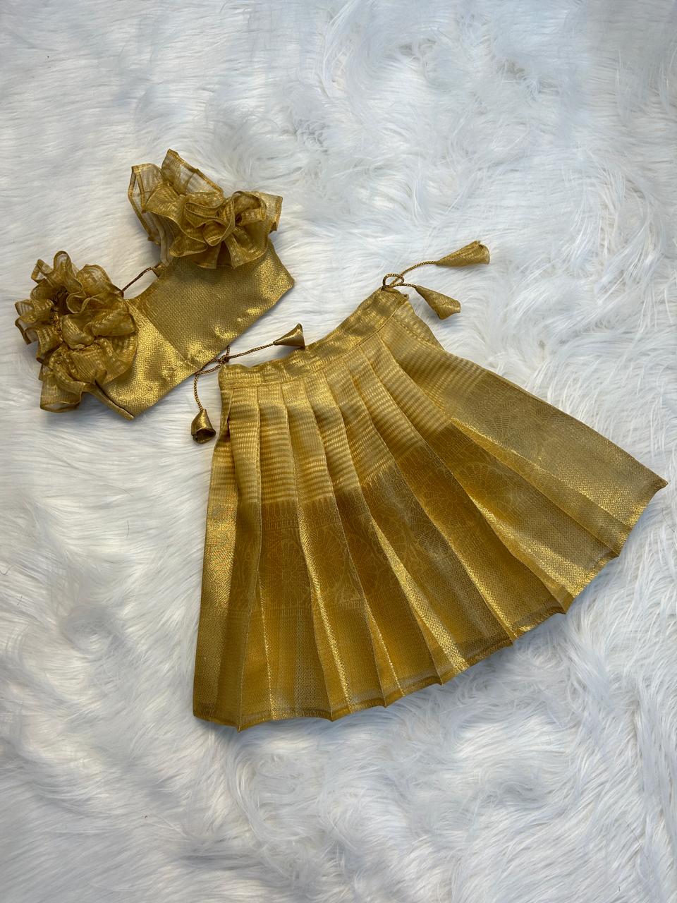 (SB204)Nakshtra Golden Ruffle Pavadai Sattai