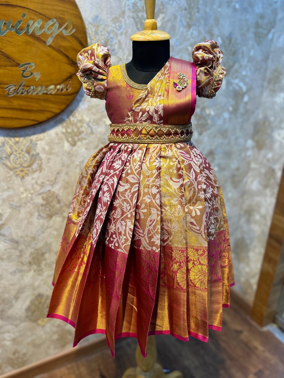 (SB166)Kanchipuram Silk Gown Raajnayak Pink Collection
