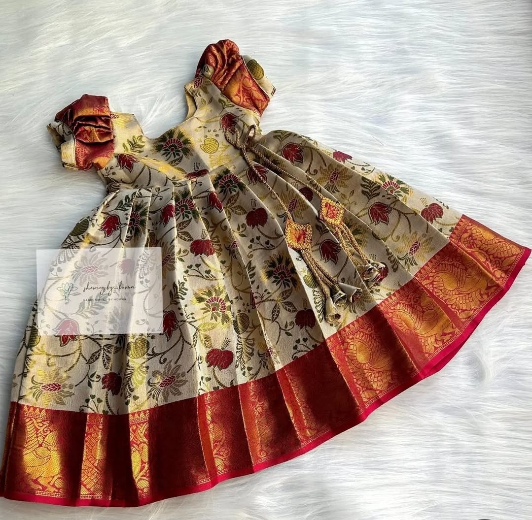 (SB386)Kanchipuram Sandal with Pink Border Silk Gown