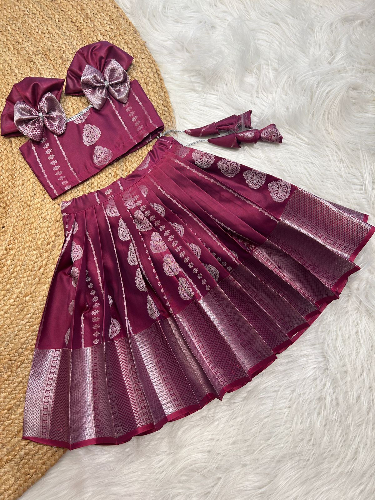 (SB390)Elite Wine - Elite and Lite Weight Kanchipuram Silk Pavadai Sattai