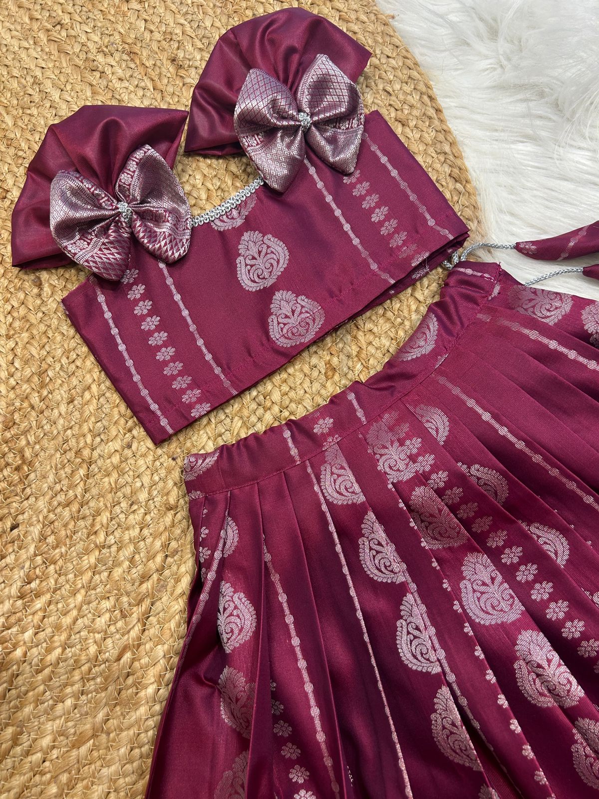 (SB390)Elite Wine - Elite and Lite Weight Kanchipuram Silk Pavadai Sattai