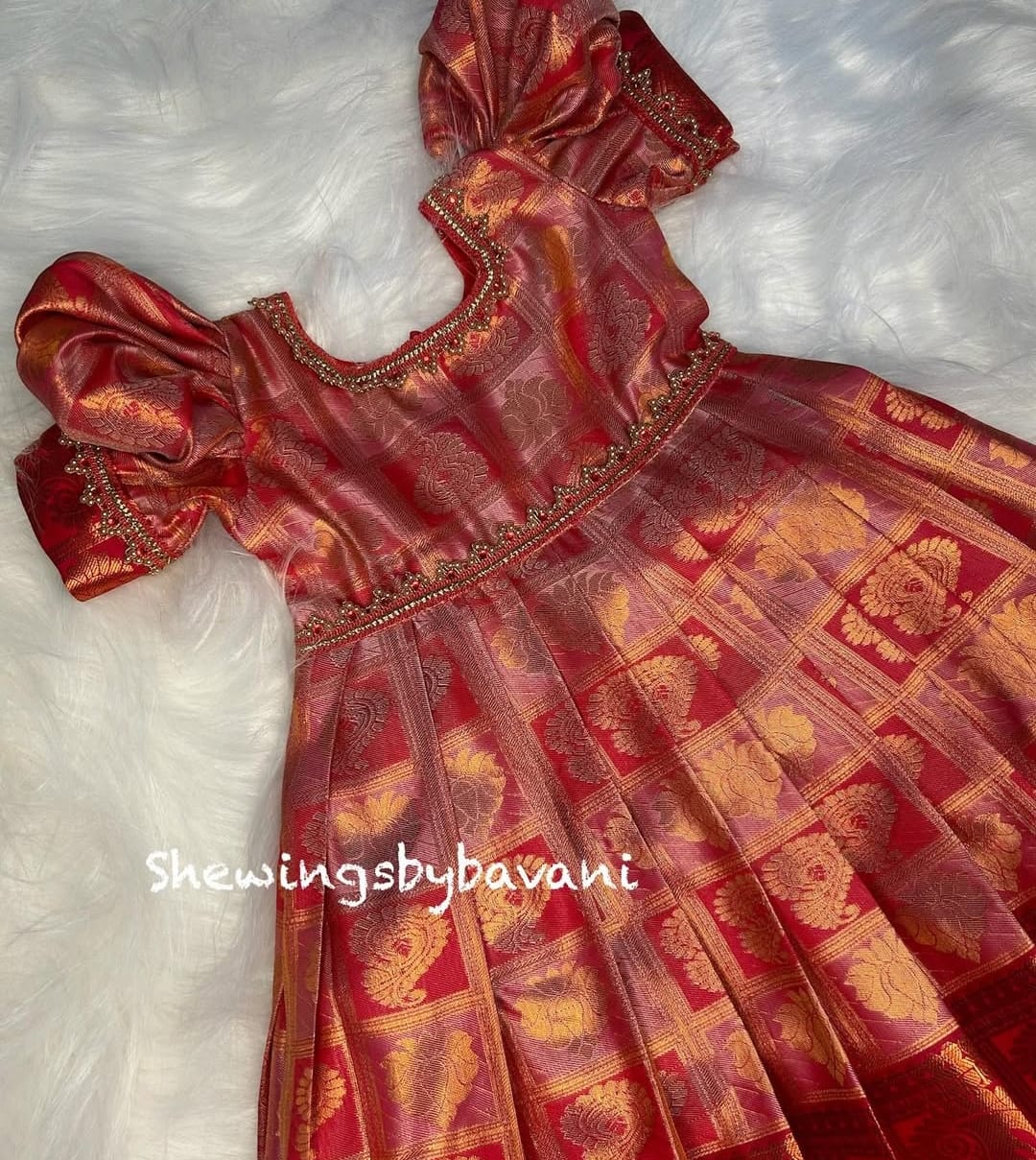 (SB092)Kattam Golden Zari Kanchipuram Pink Silk Gown