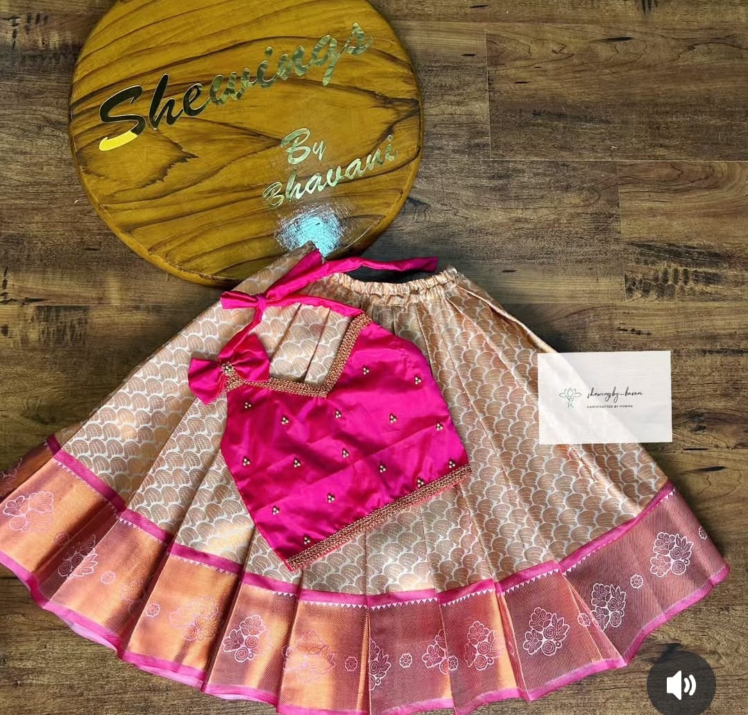 (SB017)Annam Pink Copper Zari Kanchipuram Pavadai Sattai