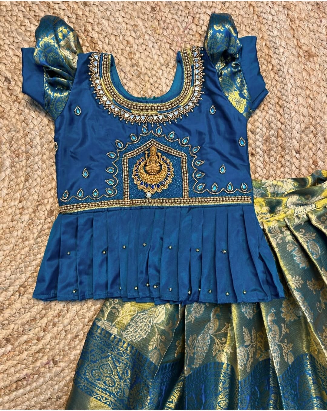 (SB014)Lolita Blue Kanchipuram Pavadai Sattai