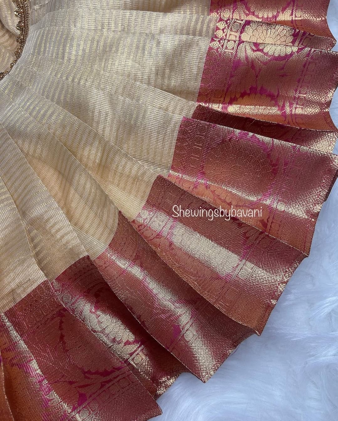 (SB080)Golden with Pink Silk Gown