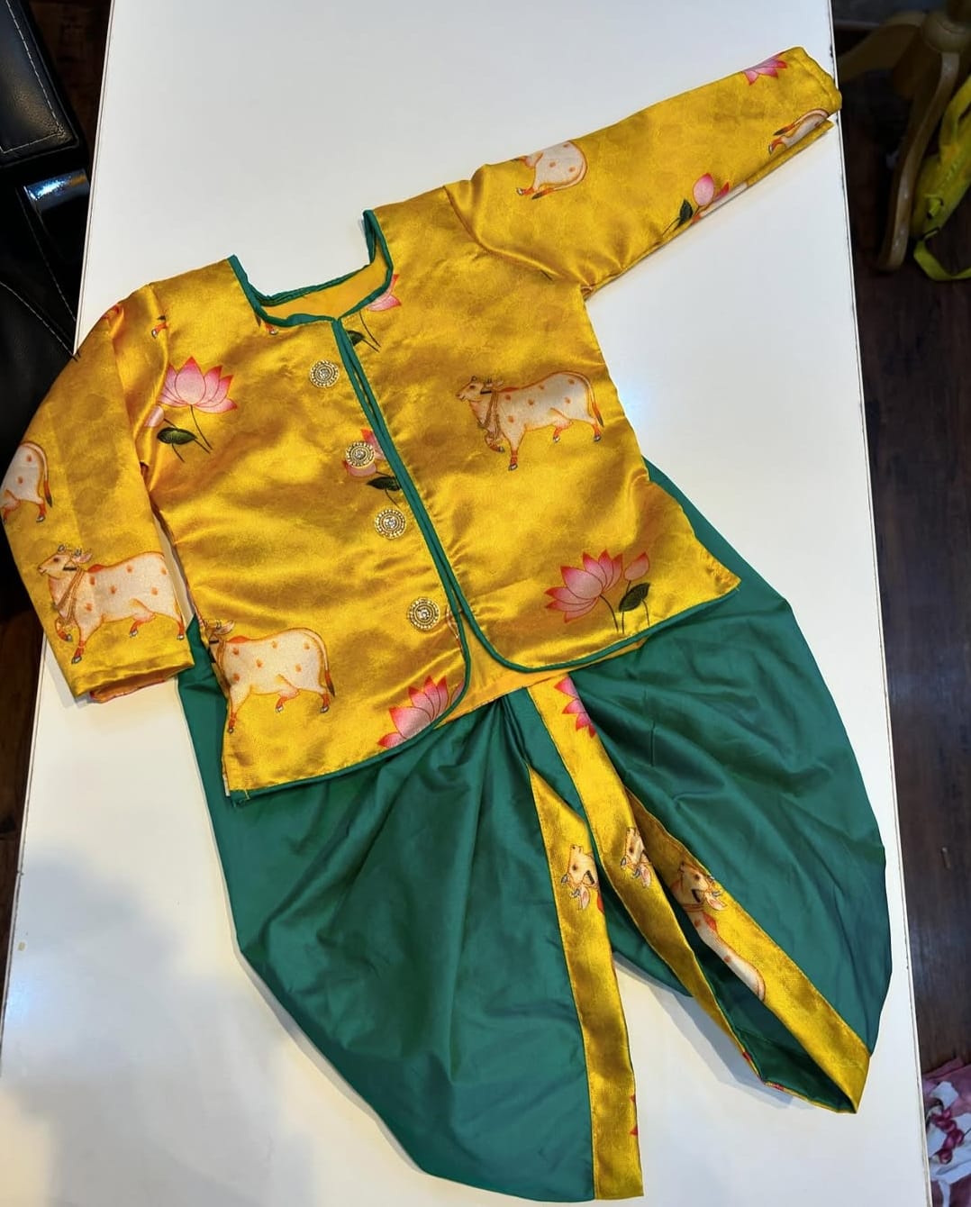 (SB205)Yellow Kamali Boy Dhoti Set