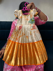 (SB396)Orange Floral Budget Silk Gown