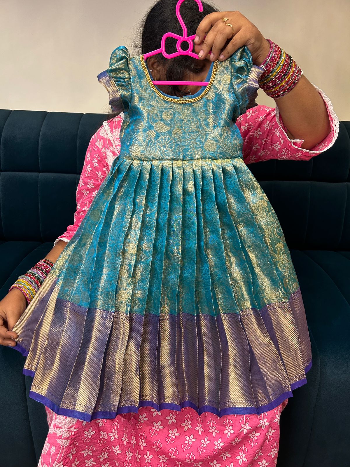 (SB395)Frozen Blue Budget Silk Gown