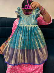 (SB395)Frozen Blue Budget Silk Gown