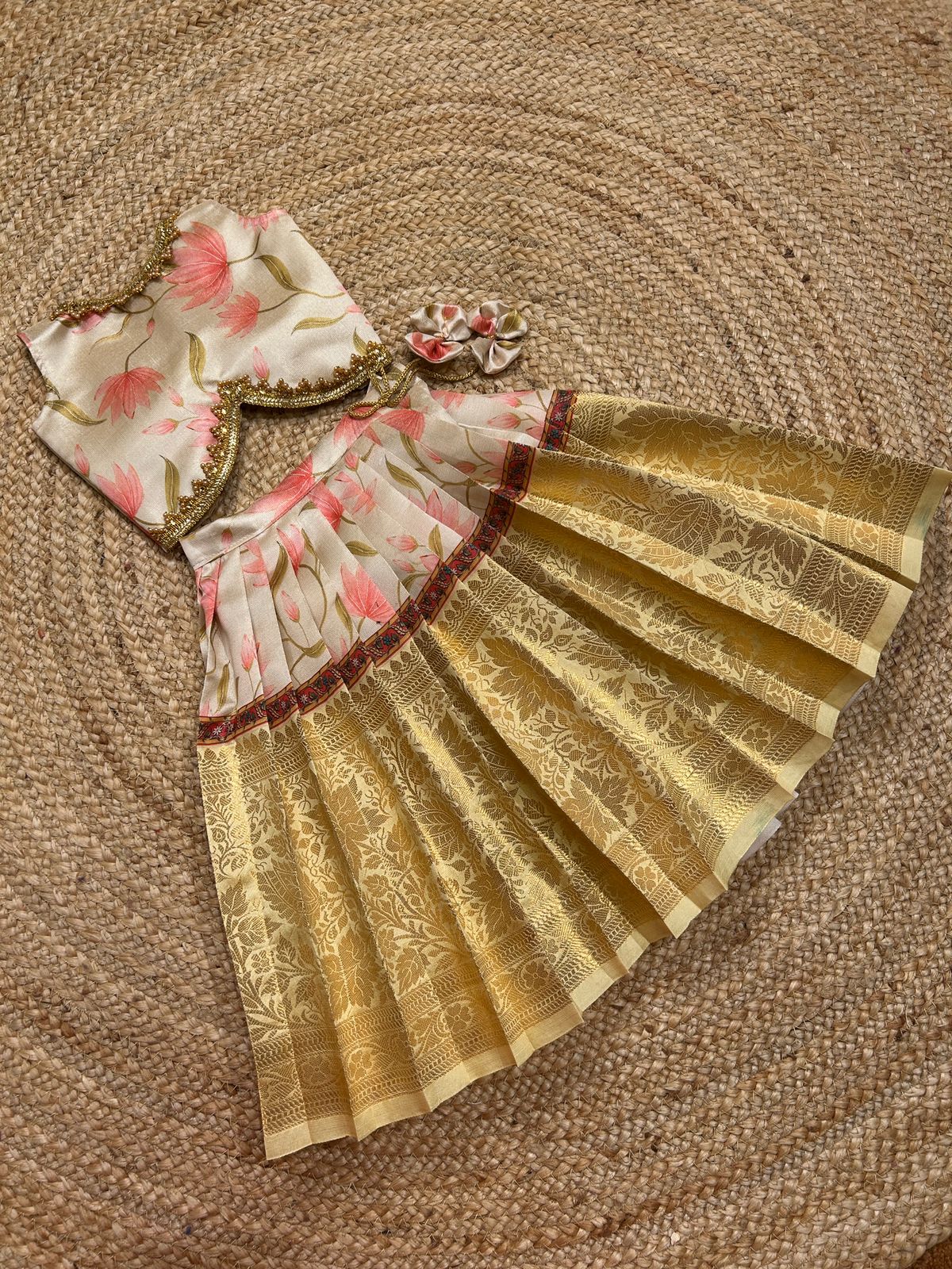 (SB432)Shimmer 2 - Banarasi Pavadai Sattai with Free Headband