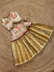 (SB432)Shimmer 2 - Banarasi Pavadai Sattai with Free Headband