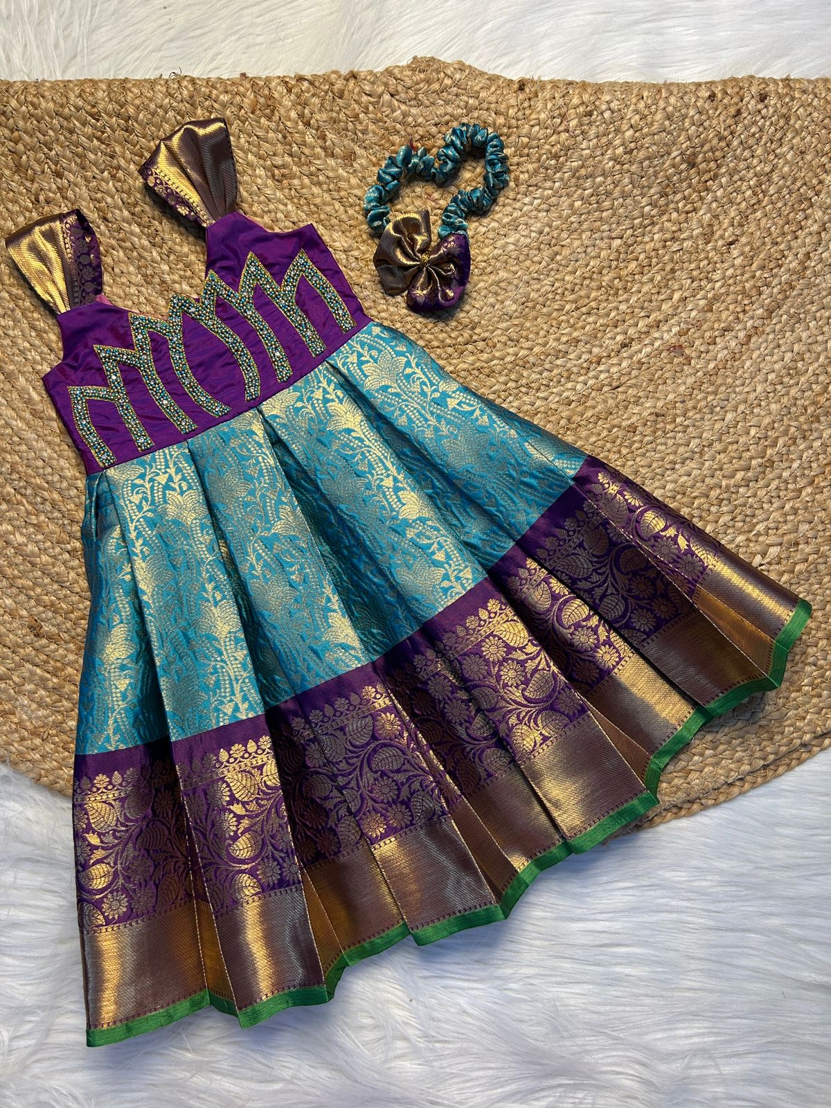 (SB437)Devasena Premium and Exclusive Wear - ORIGINALLY AARI WORKED Lotus Silk Gown