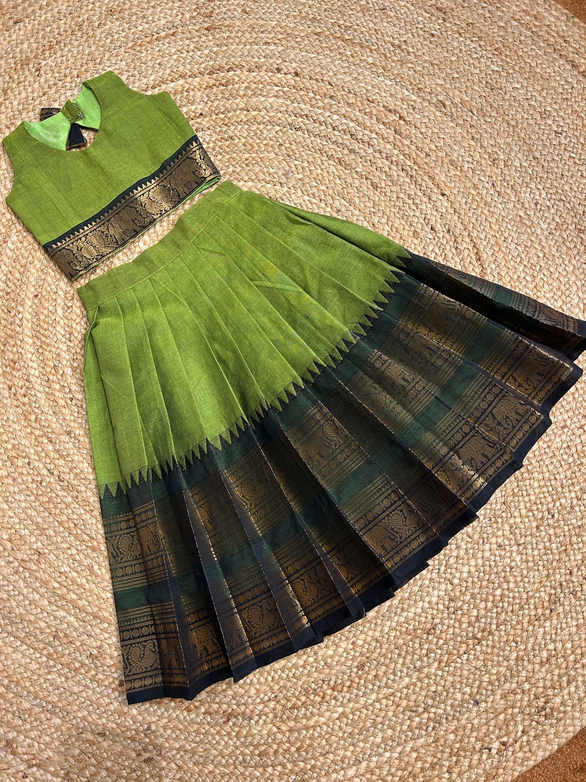 (SB439)Pure Chettinad Cotton Pattu Pavadai