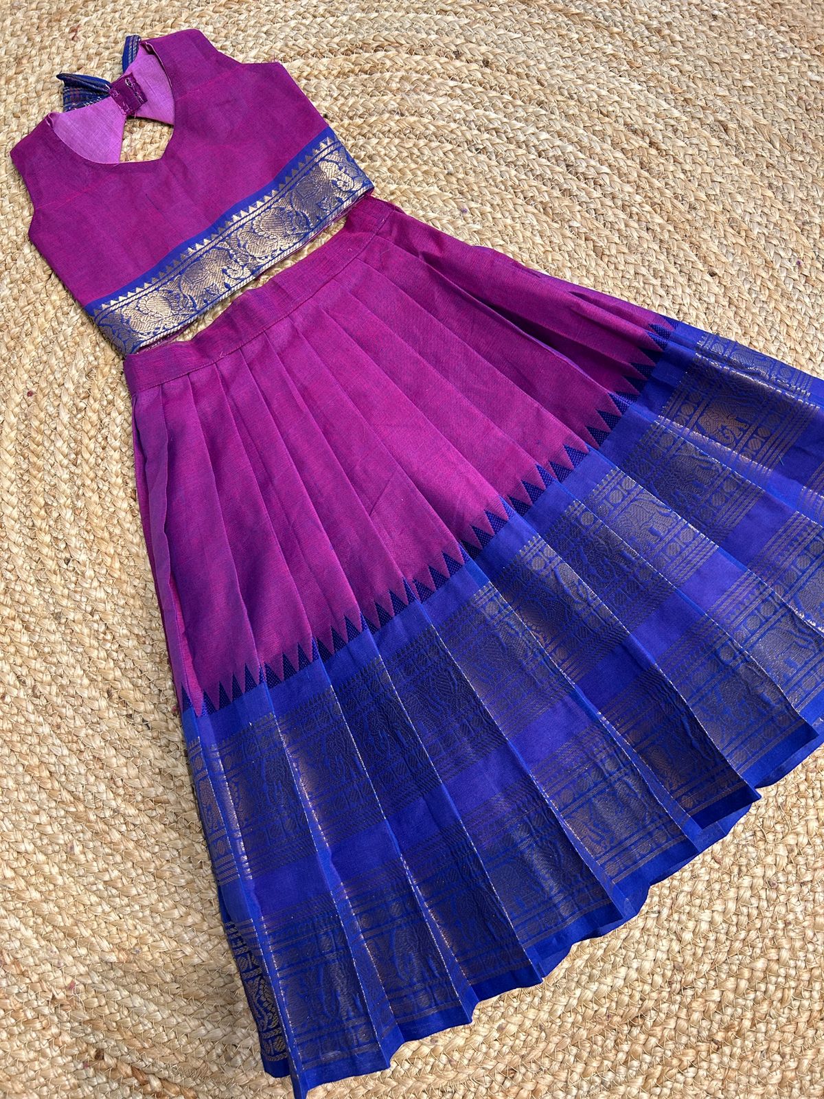 (SB440) Pure Chettinad Cotton Pattu Pavadai