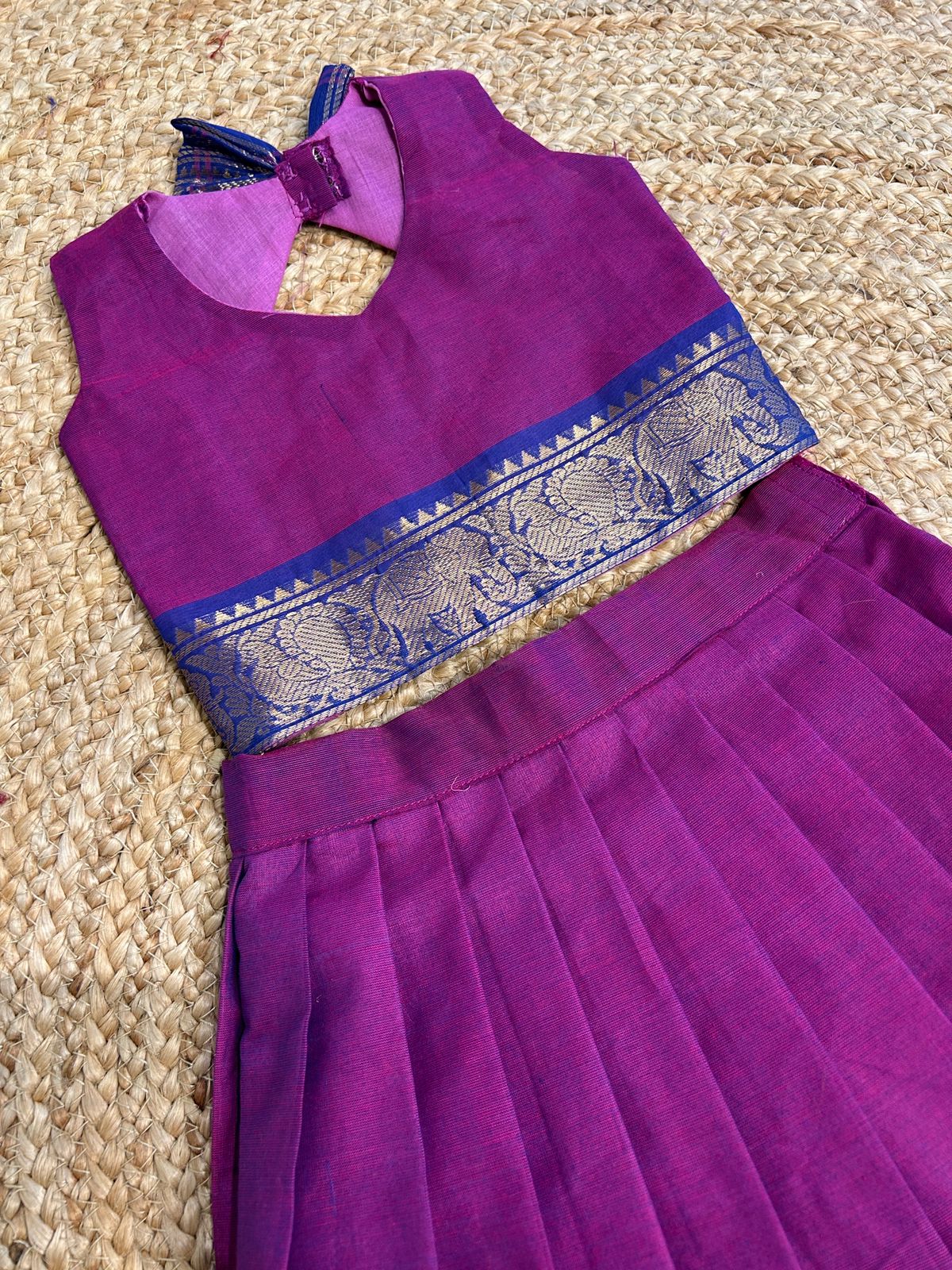 (SB440) Pure Chettinad Cotton Pattu Pavadai