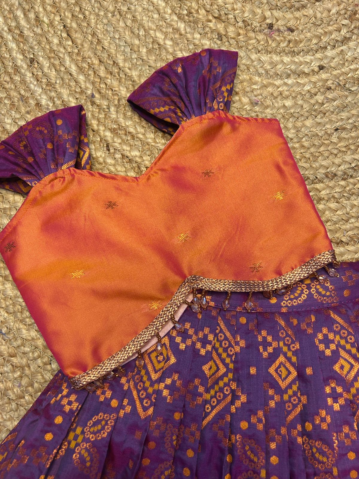 (SB442)IKKAT Patola Mixed with paithani Pavadai Sattai Langa