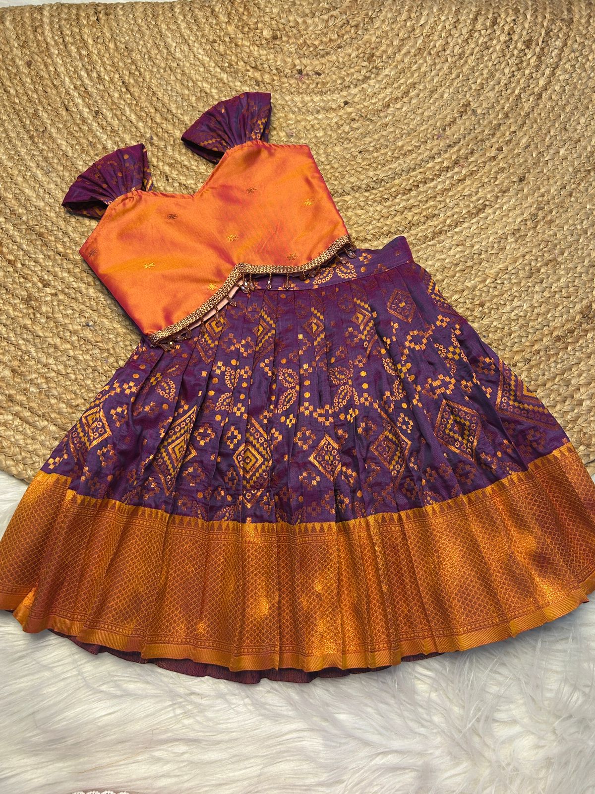 (SB442)IKKAT Patola Mixed with paithani Pavadai Sattai Langa