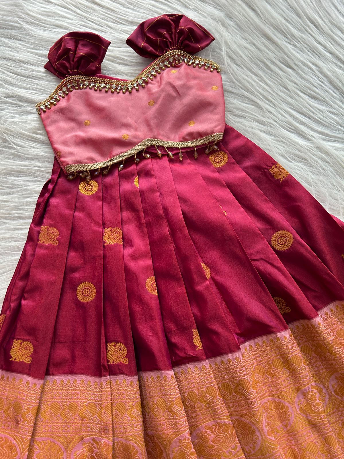 (SB451) Shri - Finest Kanchi Resembling Soft Silk Gown with Peacock Weaves of Pure Silks"Pre Order Only | Not Available for DIWALI"