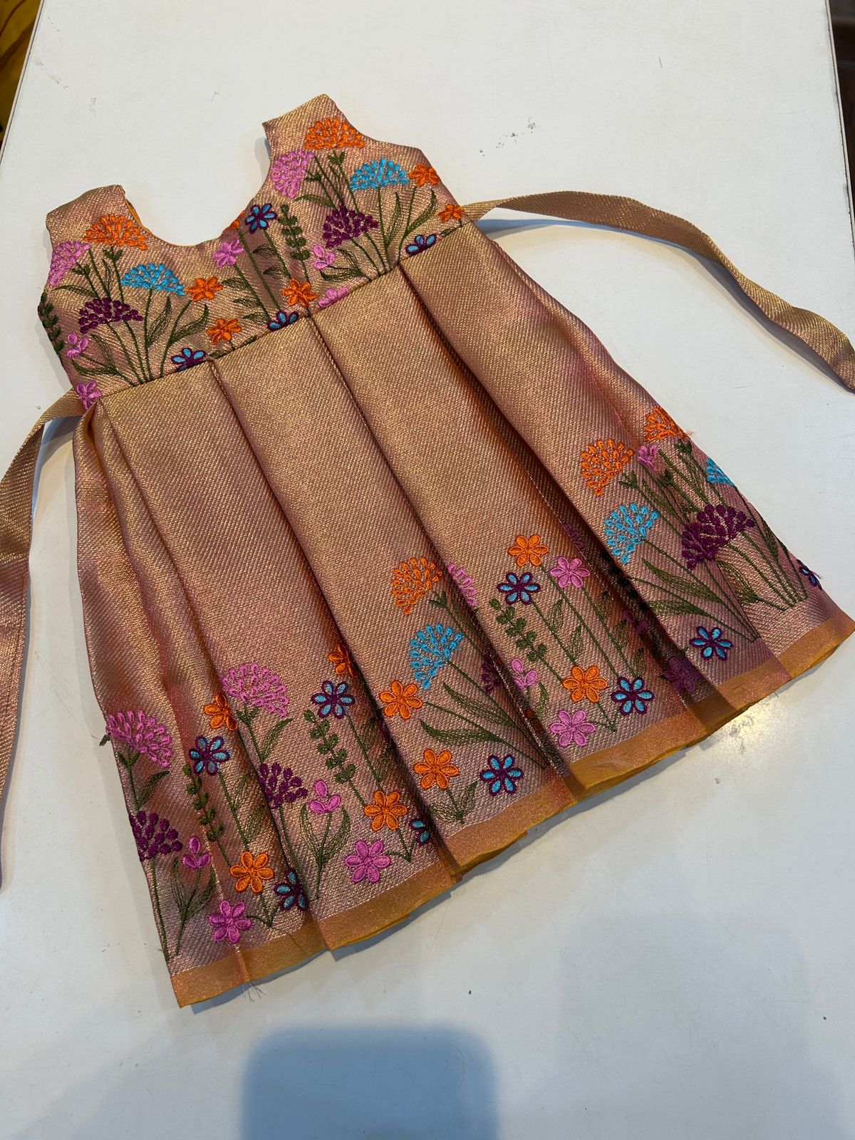 (SB454) Pookal - Embroidery Silk Gown Specially Curated for New Borns
