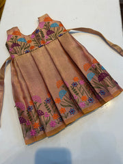 (SB454) Pookal - Embroidery Silk Gown Specially Curated for New Borns