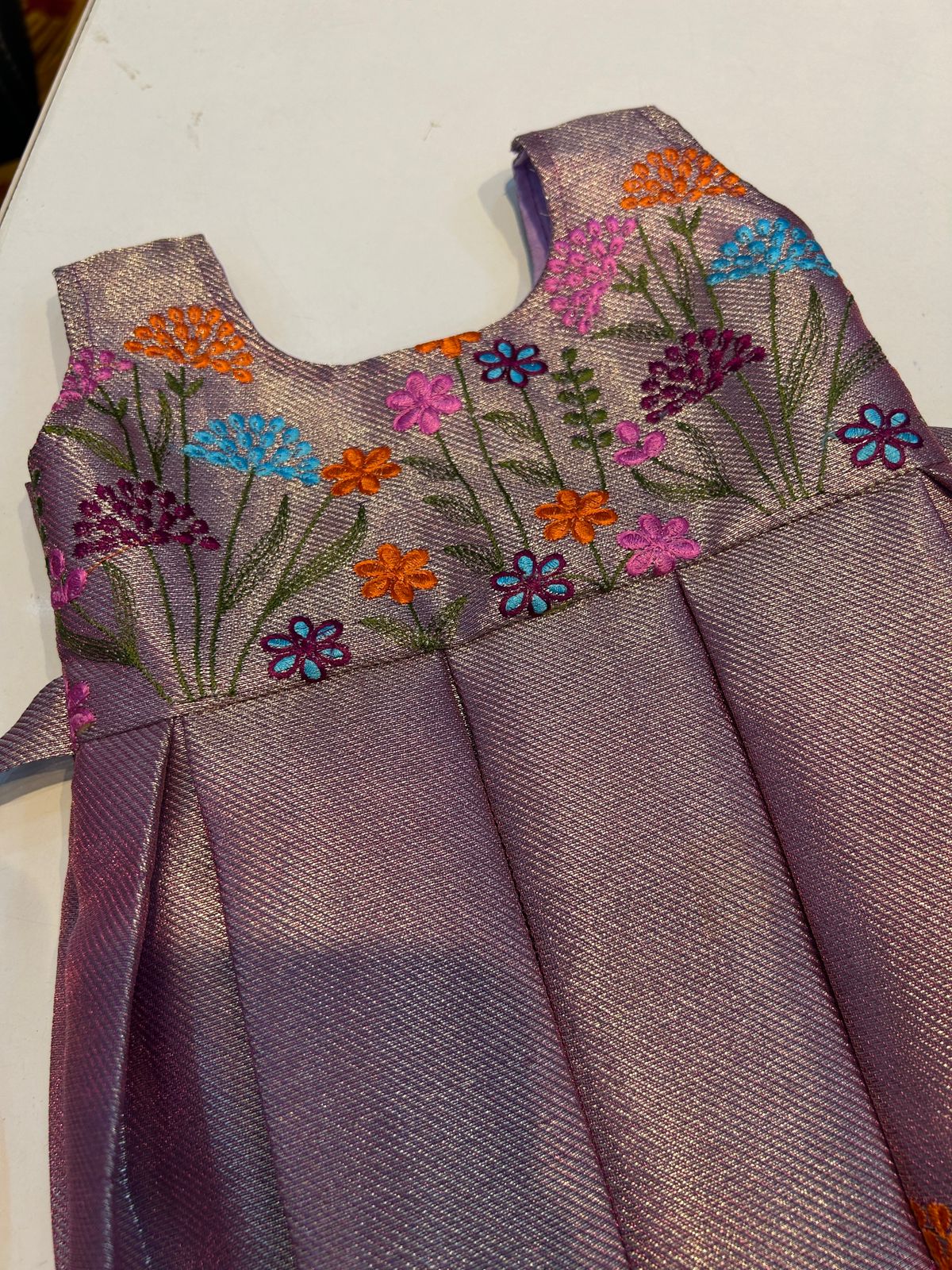 (SB455) Pookal - Embroidery Silk Gown Specially Curated for Newborns