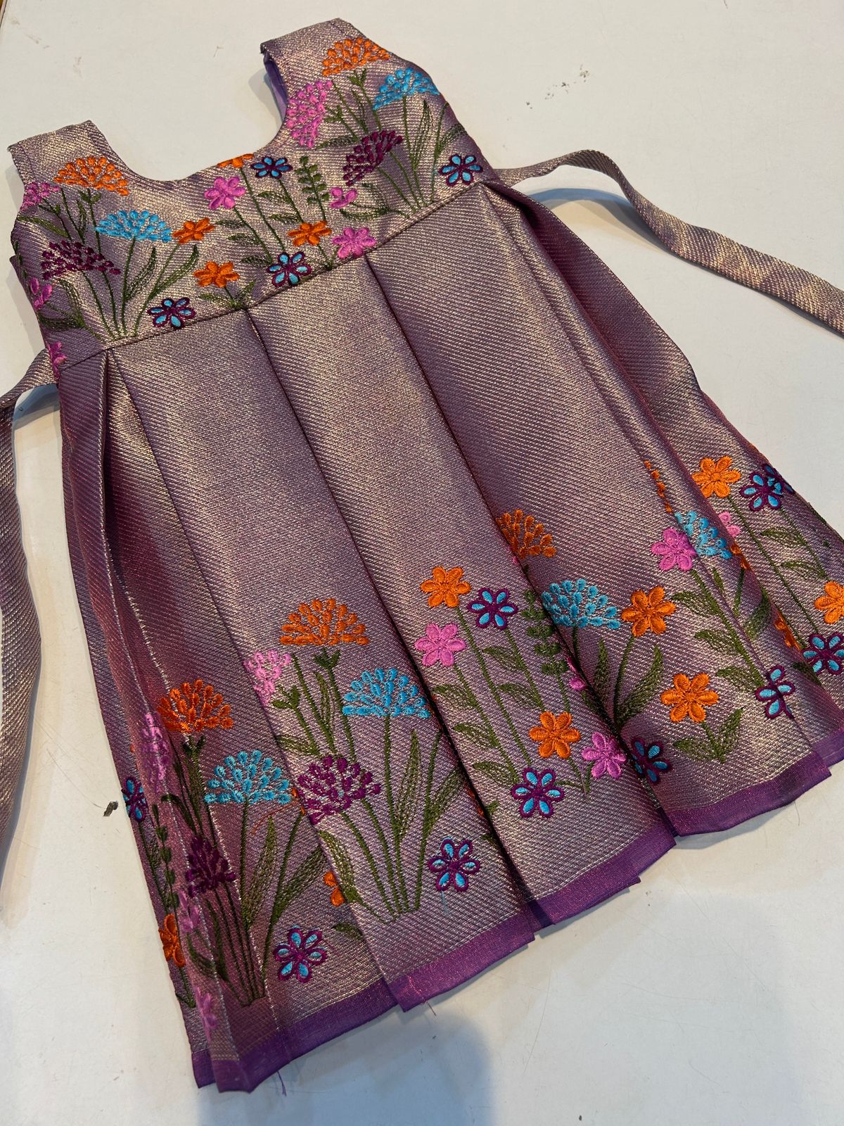 (SB455) Pookal - Embroidery Silk Gown Specially Curated for Newborns